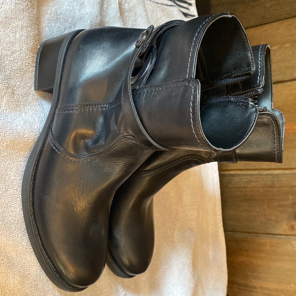 David Tate Black Leather Combat Moto Boots